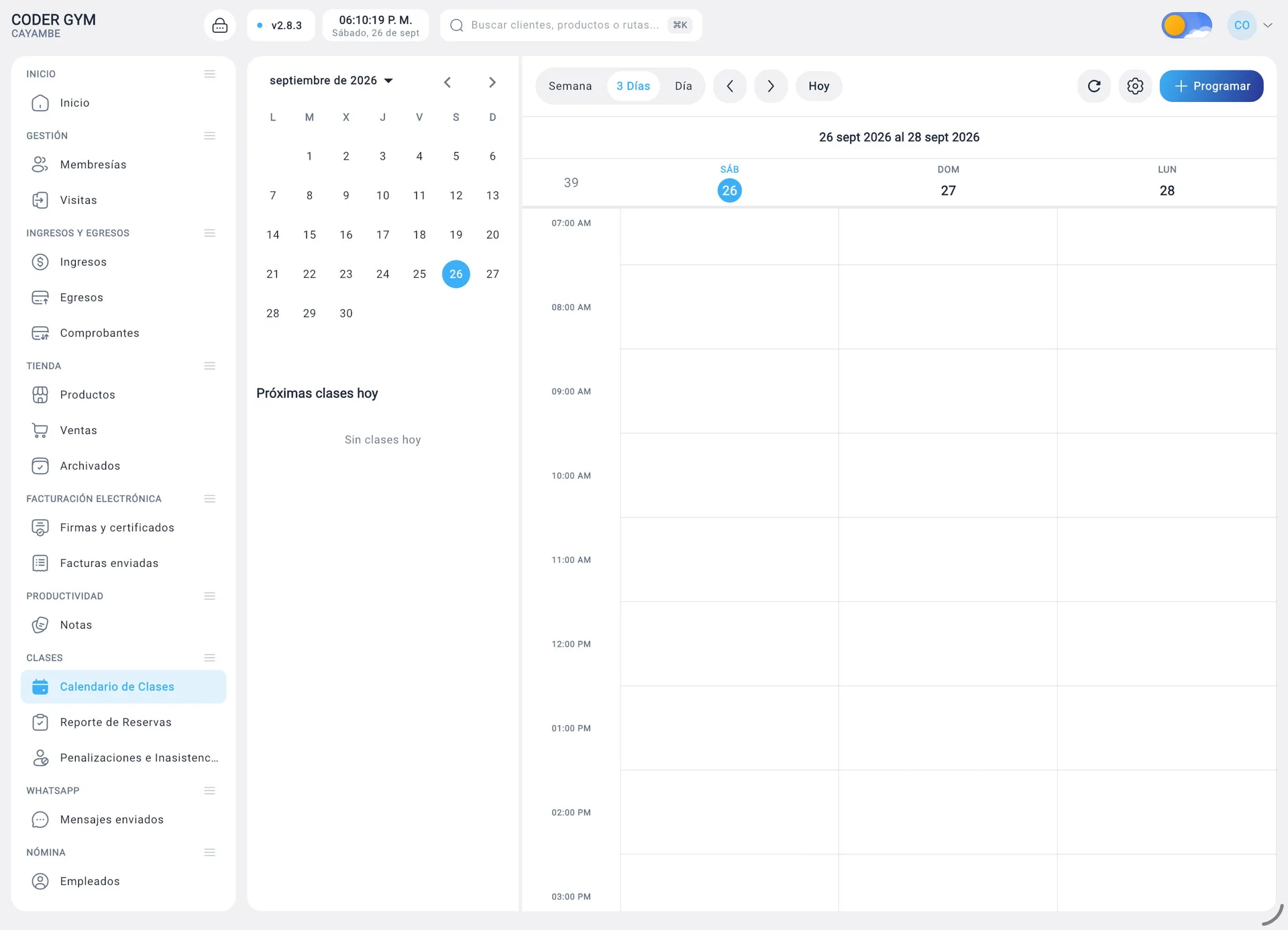 Calendario de clases y reservas en init.fit
